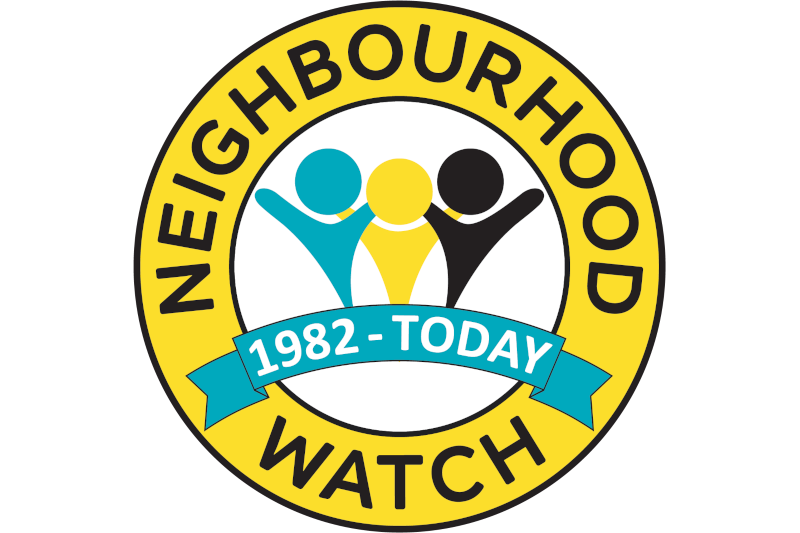 The standard Neighbourhood Watch logo, showing the three figures and the 1982 - today banner